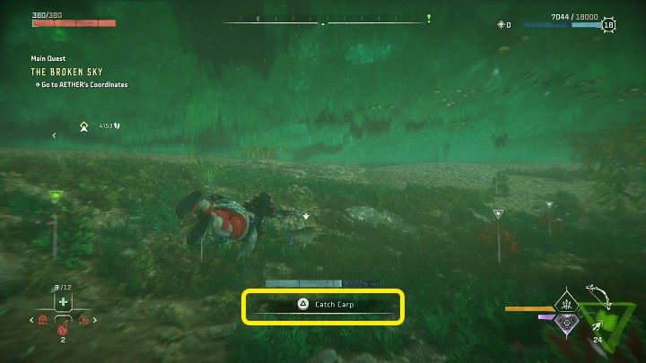 Następnie zanurkujcie i płyńcie za zdobyczą, korzystając z przyśpieszenia (R3) - Horizon Forbidden West: Jak łowić ryby? - Horizon Forbidden West - poradnik do gry