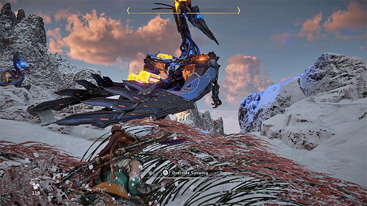 Po dotarciu na szczyt zauważycie kilka solarptaków - Horizon Forbidden West: Skrzydła Dziesiątki (The Wings of the Ten) - solucja, opis przejścia - Horizon Forbidden West - poradnik do gry