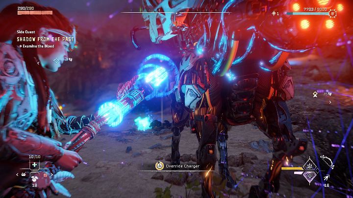 Aby móc zdominować wierzchowca w grze Horizon Forbidden West należy zakraść się do niego niepostrzeżenie, a następnie wcisnąć i przytrzymać trójkąt - Horizon Forbidden West: Wierzchowce - Horizon Forbidden West - poradnik do gry