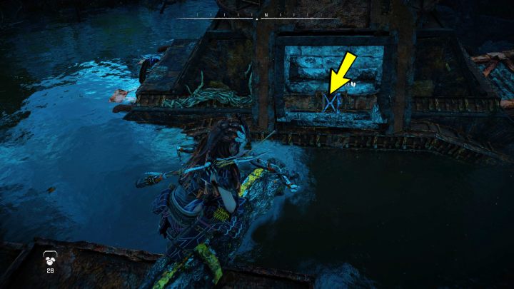 Wejdźcie na najwyższy element metalowej konstrukcji znajdującej się koło żurawia i wyciągnijcie zablokowaną część - Horizon Forbidden West: Potop (The Deluge) - solucja, opis przejścia - Horizon Forbidden West - poradnik do gry