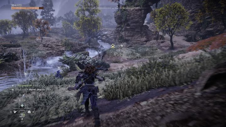 Podejdźcie za wyznacznikiem do zniszczonego mostu i przejdźcie na drugą stronę rzeki - Horizon Forbidden West: Taras (The Promontory) - solucja, opis przejścia - Horizon Forbidden West - poradnik do gry