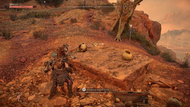 Podejdźcie do kamiennego stołu i zbadajcie go - Horizon Forbidden West: Taras (The Promontory) - solucja, opis przejścia - Horizon Forbidden West - poradnik do gry