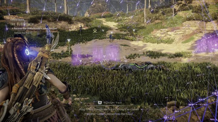 Pierwszy z łowców Utaru znajdziecie na polanie, na której przed chwilą zabiliście maszyny - Horizon Forbidden West: Starodrzew (The Oldgrowth) - solucja, opis przejścia - Horizon Forbidden West - poradnik do gry