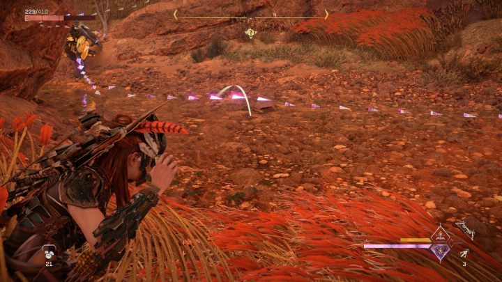 Gdy dotrzecie po śladach do polany, zabijcie wszystkie maszyny typu Brzytwopióry (Skydrifters) - Horizon Forbidden West: Starodrzew (The Oldgrowth) - solucja, opis przejścia - Horizon Forbidden West - poradnik do gry