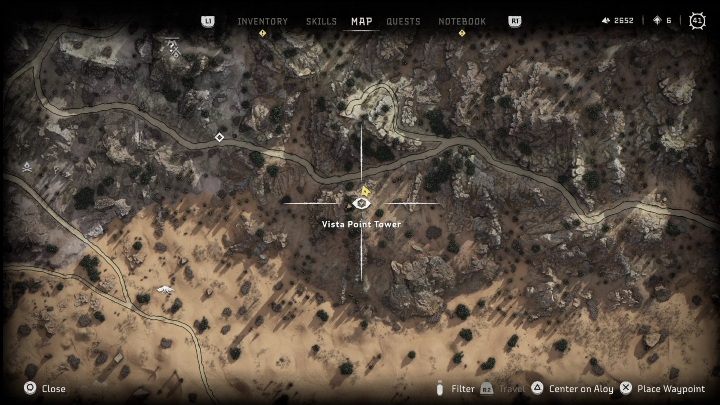 Do tego punktu dotrzecie idąc zaraz obok ścieżki położonej w północnej części regionu Piaskownica - Horizon Forbidden West: Punkty Vista Point - lista wszystkich - Horizon Forbidden West - poradnik do gry