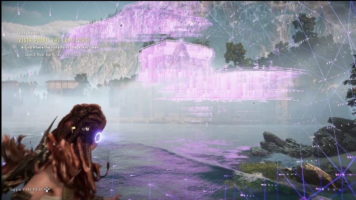 Miejsce, w którym powinniście ustawić hologram znajduje się na niewielkiej wyspie oznaczonej na screenie powyżej - Horizon Forbidden West: Punkty Vista Point - lista wszystkich - Horizon Forbidden West - poradnik do gry