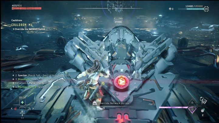 Gdy już przejrzycie cały teren i będziecie gotowi na walkę, wystarczy przejąć ostatnią czerwoną część - Horizon Forbidden West: Kocioł Mu (Cynobrzany) - lokalizacja, opis przejścia - Horizon Forbidden West - poradnik do gry