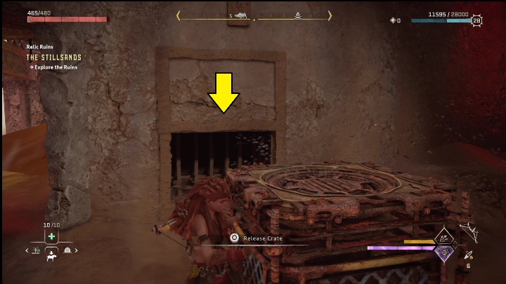 Gdy woda zacznie zalewać lokację czas ponownie chwycić za skrzynię i wepchnąć ją w otwór, który umożliwia wypływanie cieczy - Horizon Forbidden West: Ambicje to klucz - jak zdobyć? - Horizon Forbidden West - poradnik do gry