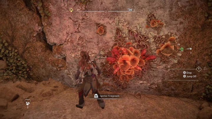 Następnie wskoczcie na półkę, podejdźcie do ściany z kryształami i zniszczcie je przy pomocy zapalnika - Horizon Forbidden West: Awaryjny postój - jak zdobyć? - Horizon Forbidden West - poradnik do gry
