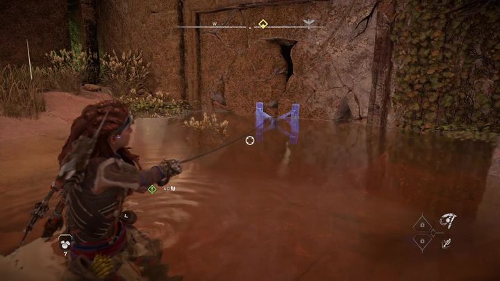 Wejdziecie do środka i zeskoczcie z półki - na jednaj ze ścian znajdziecie zaczep dla przyciągacza - Horizon Forbidden West: Awaryjny postój - jak zdobyć? - Horizon Forbidden West - poradnik do gry