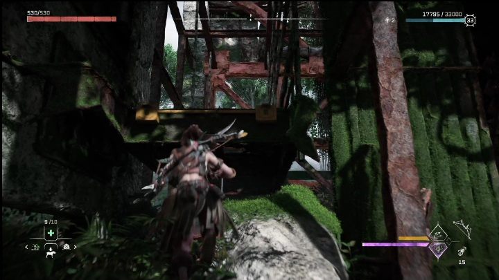 Na starcie wystarczy wskoczyć w wyznaczonym miejscu, poprowadzą Was żółte elementy, które na pewno rzucą się Wam w oczy - Horizon Forbidden West: Rachunek - jak zdobyć? - Horizon Forbidden West - poradnik do gry