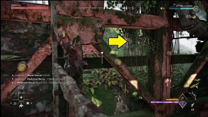 Korzystając z żółtych elementów poruszajcie się w prawo - Horizon Forbidden West: Rachunek - jak zdobyć? - Horizon Forbidden West - poradnik do gry