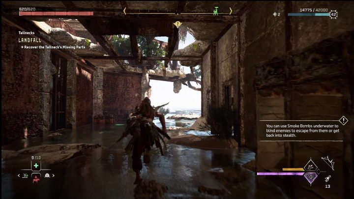 Następnie wskoczcie do wody i dopłyńcie do kolejnych ruin - Horizon Forbidden West: Żyraf (Lądowanie) - lokalizacja - Horizon Forbidden West - poradnik do gry