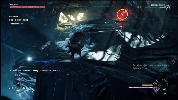 Przeskoczcie dalej i od razu udajcie się do mechanizmu, który trzeba przejąć - Horizon Forbidden West: Kocioł IOTA (Solanka) - lokalizacja, opis przejścia - Horizon Forbidden West - poradnik do gry