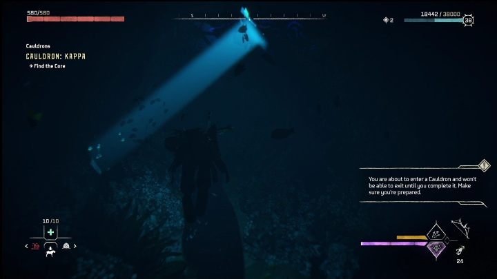 Płyńcie cały czas do przodu, kierujcie się smugami światła, one wskazują Wam drogę - Horizon Forbidden West: Kocioł KAPPA (Ostoja strażników)- lokalizacja, opis przejścia - Horizon Forbidden West - poradnik do gry