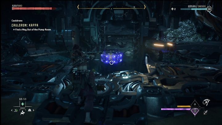 Ten czerwony mechanizm wpływa na wysokość poziomu wody w całym obiekcie - Horizon Forbidden West: Kocioł KAPPA (Ostoja strażników)- lokalizacja, opis przejścia - Horizon Forbidden West - poradnik do gry