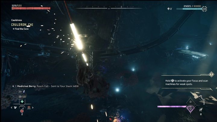 Poruszajcie się cały czas w kierunku światła, w ten sposób dotrzecie do głównej areny - Horizon Forbidden West: Kocioł CHI (Ostoja strażników)- lokalizacja, opis przejścia - Horizon Forbidden West - poradnik do gry