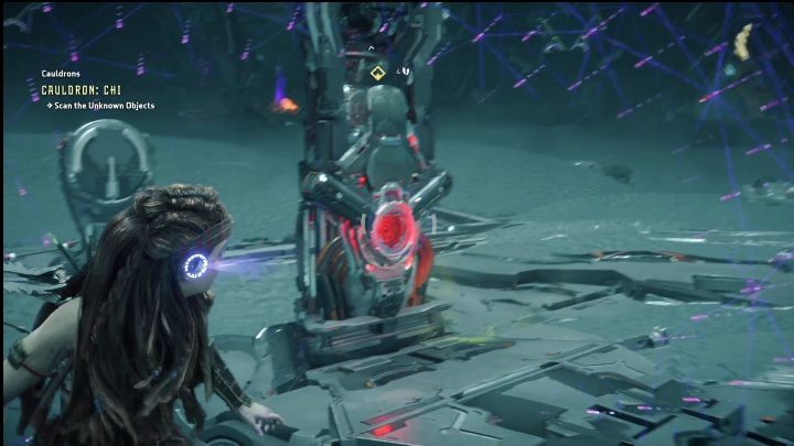 Kolejnym krokiem jest zeskanowanie mechanizmu świecącego na czerwono - Horizon Forbidden West: Kocioł CHI (Ostoja strażników)- lokalizacja, opis przejścia - Horizon Forbidden West - poradnik do gry