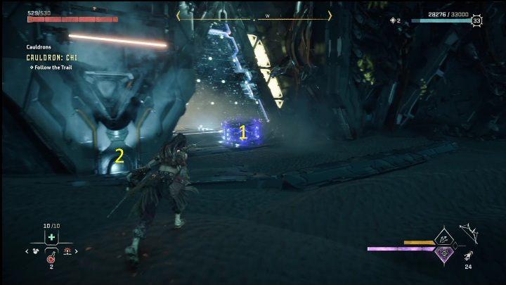 Dotrzecie do korytarza, w którym znajduje się platforma - Horizon Forbidden West: Kocioł CHI (Ostoja strażników)- lokalizacja, opis przejścia - Horizon Forbidden West - poradnik do gry