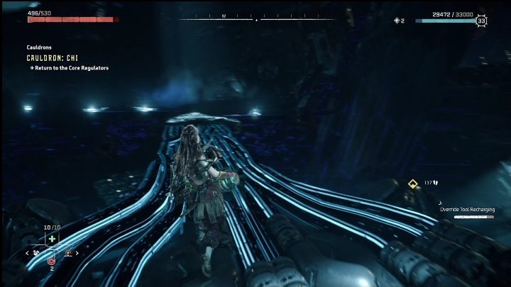 To otworzy most, a po nim możecie bez problemu przenieść baterię dalej - Horizon Forbidden West: Kocioł CHI (Ostoja strażników)- lokalizacja, opis przejścia - Horizon Forbidden West - poradnik do gry