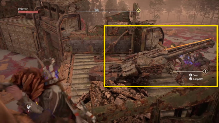 Aby się do niego dostać należy wspiąć się po przylegających ścianach na przypominającą bramę konstrukcję - Horizon Forbidden West: Drony badawcze - lista wszystkich - Horizon Forbidden West - poradnik do gry