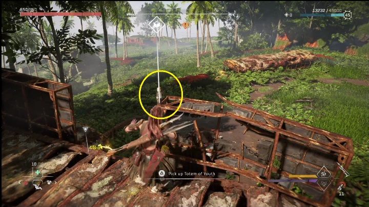 Tę znajdźkę zobaczycie na metalowym zniszczonym moście - Horizon Forbidden West: Totemy wojenne - lista wszystkich - Horizon Forbidden West - poradnik do gry