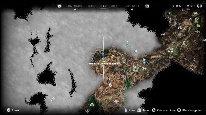 Żyrafa Cynobrzany znajdziecie w centralnej części regionu, idąc na wschód od przejścia z beznadziei - Horizon Forbidden West: Żyraf (Cynobrzany) - lokalizacja - Horizon Forbidden West - poradnik do gry