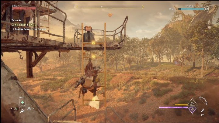 Zacznijcie od wejścia po żółtych drabinach - Horizon Forbidden West: Żyraf (Cynobrzany) - lokalizacja - Horizon Forbidden West - poradnik do gry