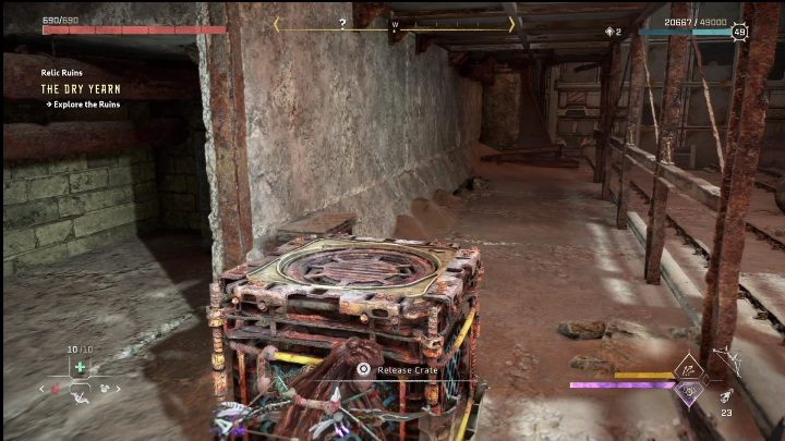 Wysuńcie skrzynię z pomieszczenia i dopchnijcie ją na sam koniec korytarza - Horizon Forbidden West: Czasy Stanfortu - jak zdobyć? - Horizon Forbidden West - poradnik do gry