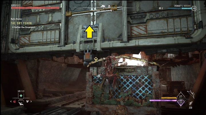 Kolejnym zadaniem jest wskoczenie na wózek, a z niego wyżej na bramę - Horizon Forbidden West: Czasy Stanfortu - jak zdobyć? - Horizon Forbidden West - poradnik do gry