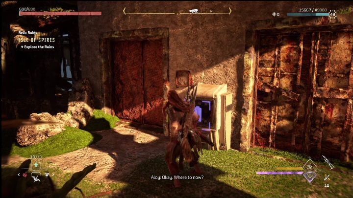 Na górze ruin zobaczycie windę, która nie działa - Horizon Forbidden West: Złote tukany - jak zdobyć? - Horizon Forbidden West - poradnik do gry