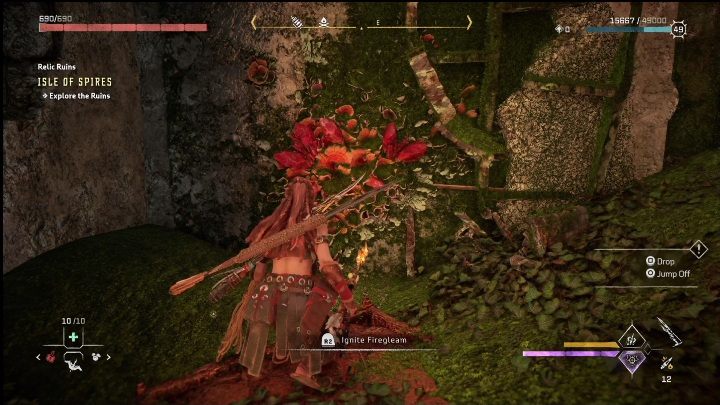 Po drugiej stronie szybu zobaczycie rośliny, które blokują przejście - Horizon Forbidden West: Złote tukany - jak zdobyć? - Horizon Forbidden West - poradnik do gry