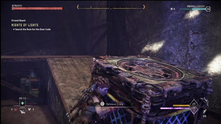 Zdobytą skrzynię wepchnijcie na drewnianą platformę - Horizon Forbidden West: Ustrojstwo - jak zdobyć? - Horizon Forbidden West - poradnik do gry