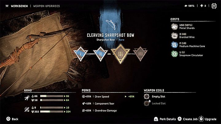 Druga grupa potencjalnych zastosowań dla okruchów metalu to ulepszanie posiadanego sprzętu - broni i elementów ubioru - Horizon Forbidden West: Jak zarabiać i wydawać pieniądze (okruchy metalu)? - Horizon Forbidden West - poradnik do gry