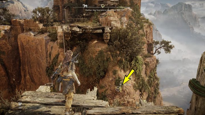 Zeskoczcie z mostu i wciśnijcie krzyżyk, aby złapać się za obiekt zaznaczony na ekranie - Horizon Forbidden West: Droga Zmierzchu (The Twilight Path) - solucja, opis - Horizon Forbidden West - poradnik do gry