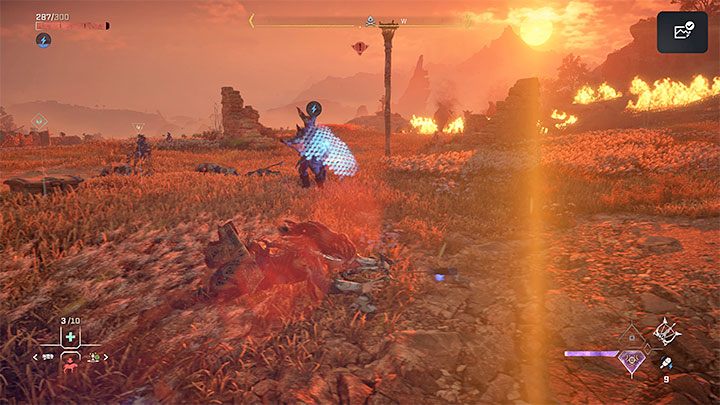 W niektórych sytuacjach możecie zostać zmuszeni do staczania bezpośrednich starć z maszynami lub żywymi przeciwnikami, w których do zadawania obrażeń wykorzystywana jest włócznia - Horizon Forbidden West: Porady na start - Horizon Forbidden West - poradnik do gry