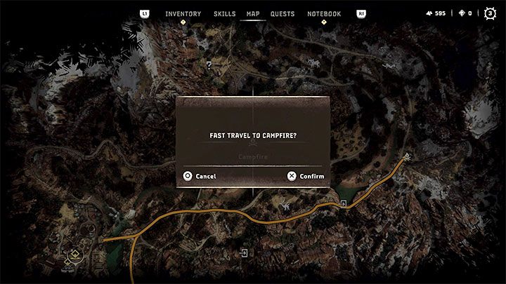 Szybką podróż możecie aktywować za darmo poprzez wejście w interakcję z ogniskiem i wciśnięcie Kółka - Horizon Forbidden West: Jak używać szybkiej podróży (fast travel)? - Horizon Forbidden West - poradnik do gry