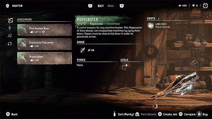 Na wspomnianych wcześniej terenach łowieckich jeden z łowców jest jednocześnie handlarzem - Horizon Forbidden West: Jak zdobyć pierwsze bronie? - Horizon Forbidden West - poradnik do gry