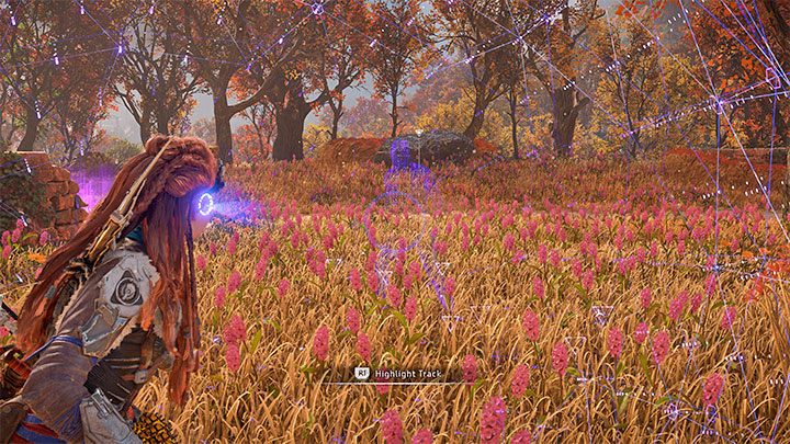 Musicie pomóc sobie fokusem (wciśnięcie prawej gałki analogowej) do odnalezienia śladów Erenda - Horizon Forbidden West: Ku granicy (To the Brink) - solucja, opis przejścia - Horizon Forbidden West - poradnik do gry