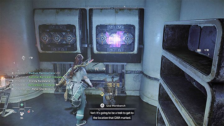 Baza zawiera też mniejsze obiekty - warsztat do wytwarzania nowych rzeczy w oparciu o crafting oraz skrytkę do przechowywania niepotrzebnych chwilowo przedmiotów - Horizon Forbidden West: Baza (The Base) - odblokowanie i główne pomieszczenia - Horizon Forbidden West - poradnik do gry