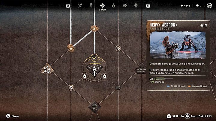 Podczas przechodzenia gry możecie zakupić umiejętność Ciężka broń (Heavy Weapon), która jest w stanie przyczynić się do zwiększenia obrażeń zadawanych przez różne odmiany broni palnej - Horizon Forbidden West: Czy jest broń palna? - Horizon Forbidden West - poradnik do gry