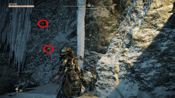 Podejdźcie do lodowej ściany, przeskanujcie teren i odnajdźcie ścieżkę wspinaczki - Horizon Forbidden West: Marsz Żołnierza (A Soldiers March) - solucja, opis przejścia - Horizon Forbidden West - poradnik do gry