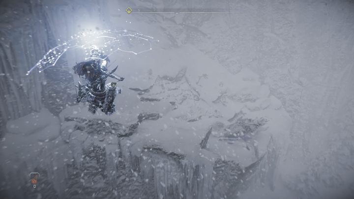 Gdy dotrzecie do lodowych sopli, Aloy powiadomi Was, że musicie znaleźć alternatywną drogę - Horizon Forbidden West: Marsz Żołnierza (A Soldiers March) - solucja, opis przejścia - Horizon Forbidden West - poradnik do gry