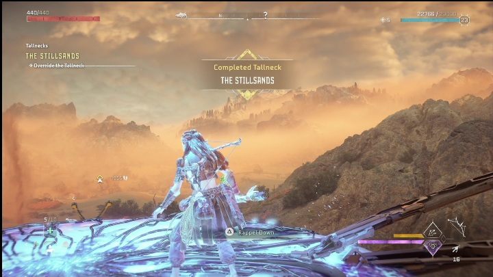 Gdy tylko wskoczycie na górę Żyrafa ten odzyska siły i na nowo się podniesie - Horizon Forbidden West: Żyraf (Piaskownica) - lokalizacja - Horizon Forbidden West - poradnik do gry