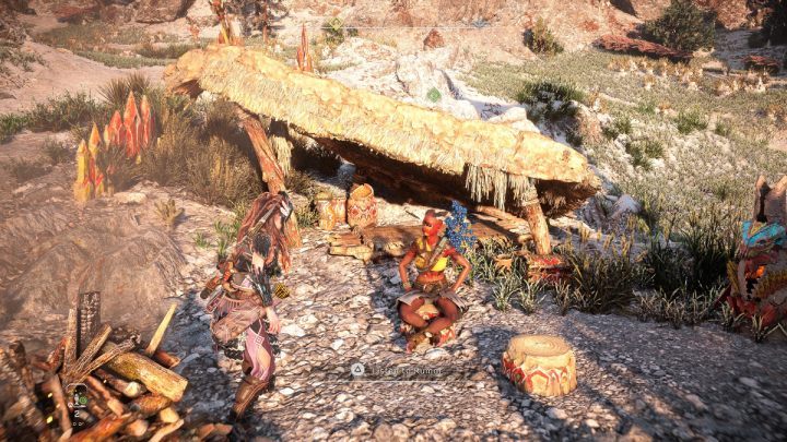 Posłuchajcie plotek od kobiety przy ognisku niedaleko bazy (The Base) - Horizon Forbidden West: Granica opłacalności (Breaking Even) - solucja, opis przejścia - Horizon Forbidden West - poradnik do gry