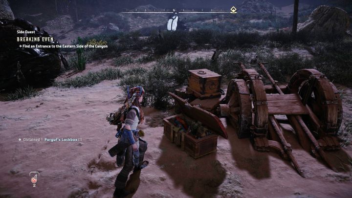 Przeskanujcie dokładnie okolicę i przeszukajcie wszystkie skrzynie, w których znajdziecie wiele cennych przedmiotów - Horizon Forbidden West: Granica opłacalności (Breaking Even) - solucja, opis przejścia - Horizon Forbidden West - poradnik do gry