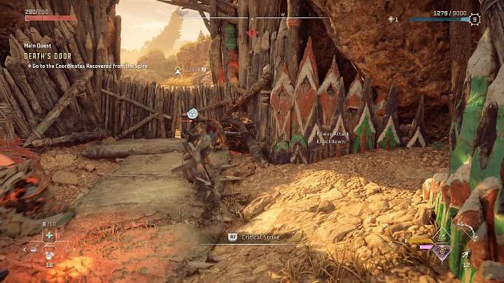 Należy tutaj także zaznaczyć fakt, że silne ataki mogą powalić wroga, co pozwoli na wykonanie na nim egzekucji - Horizon Forbidden West: Walka i skradanie się - Horizon Forbidden West - poradnik do gry