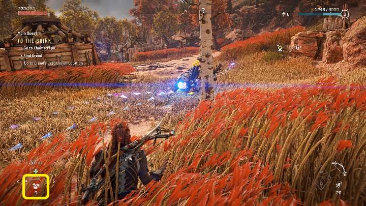 W pierwszej kolejności upewnijcie się, że pod przyciskiem strzałki w dół na padzie kierunkowym znajduje się odpowiedni przedmiot - Horizon Forbidden West: Jak rzucać kamieniami? - Horizon Forbidden West - poradnik do gry