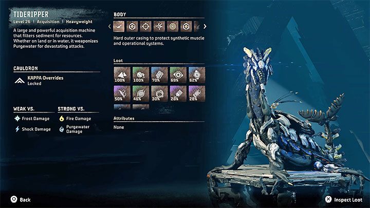 Tradycyjnie już konfrontację z bossem powinniście rozpocząć od zeskanowania falopruja (Tideripper) - Horizon Forbidden West: Falopruj (Tideripper) - boss, jak pokonać maszynę z zalanego miasta? - Horizon Forbidden West - poradnik do gry