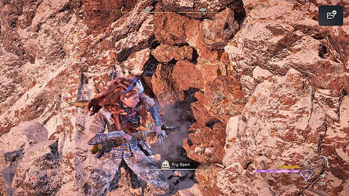 Docelowo musicie dotrzeć do głazów blokujących przejście - Horizon Forbidden West: Oko Ziemi (The Eye of the Earth) - solucja, opis przejścia - Horizon Forbidden West - poradnik do gry